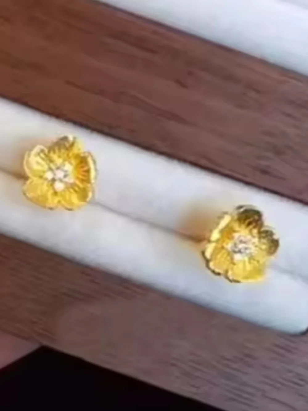 Gold Filled Flower Sapphire Stud Earrings